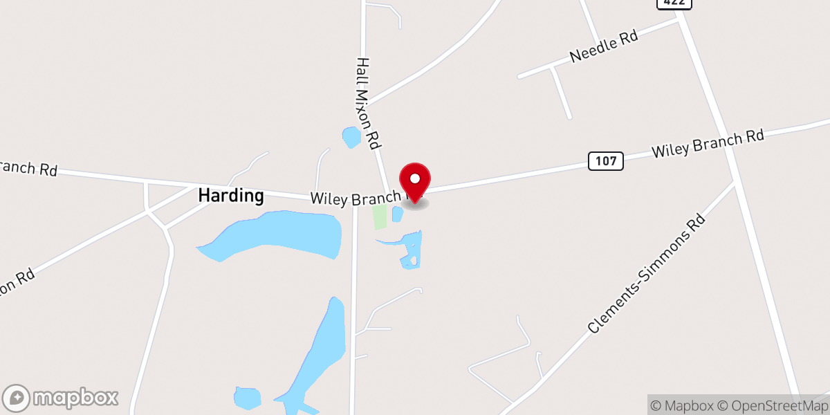 Map showing location of Harding United Methodist Church