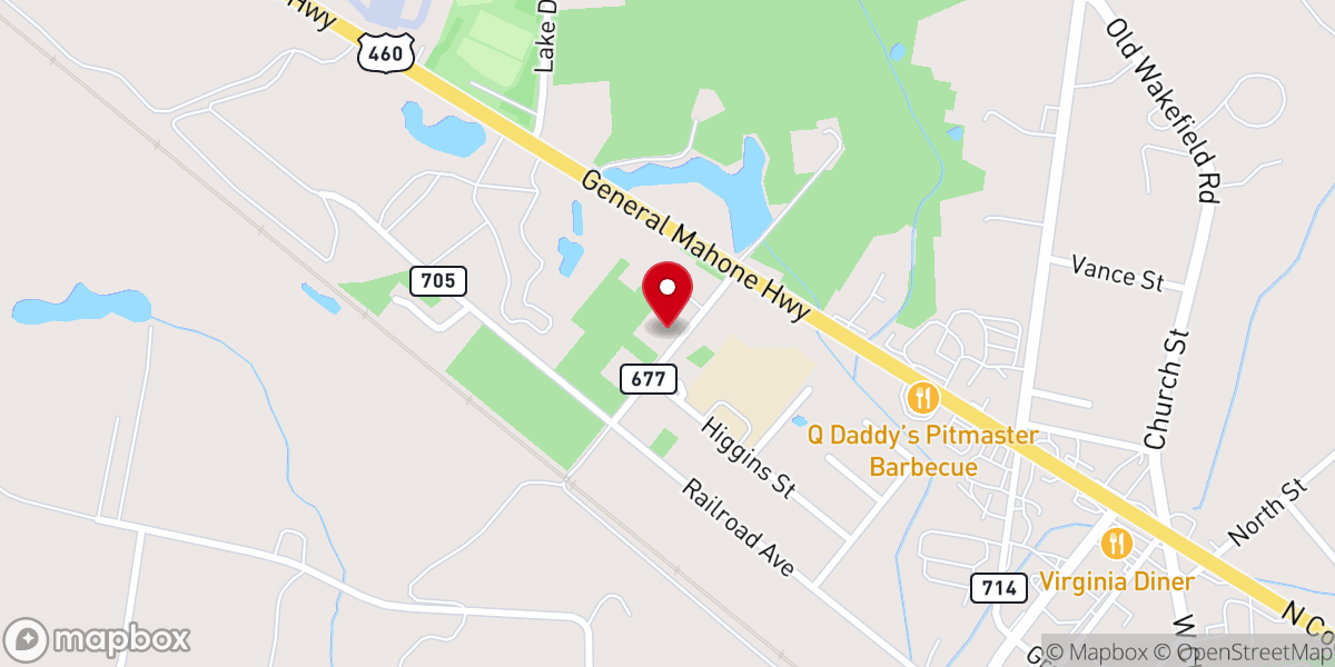 Map showing location of Pocahontas Temple Baptist Church