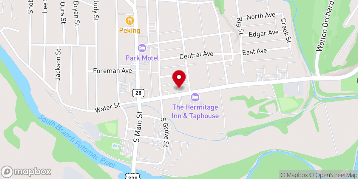 Map showing location of First Baptist Church