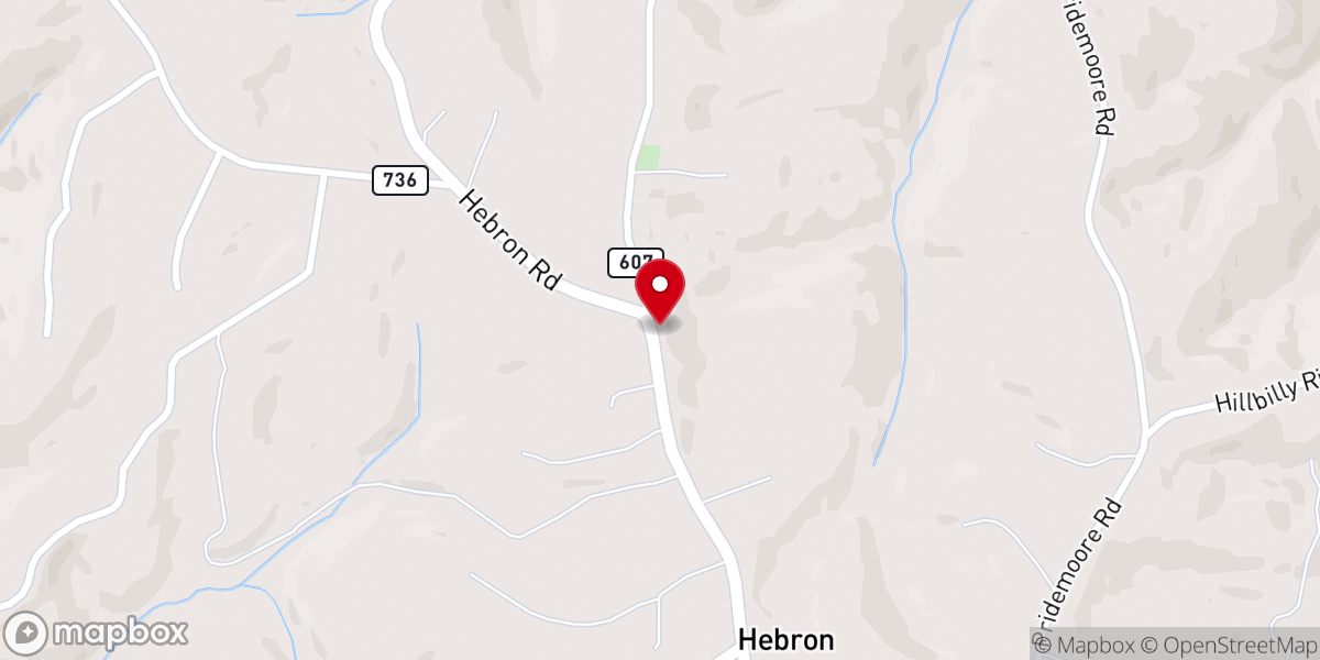 Map showing location of Hebron Church of Christ