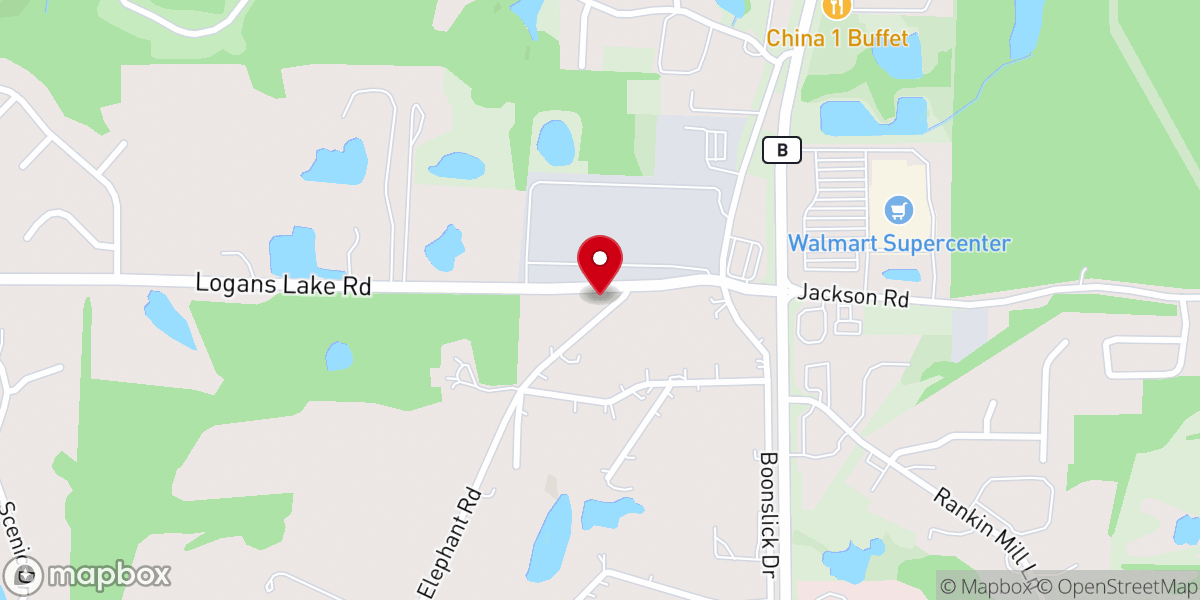 Map showing location of Boonville church of Christ
