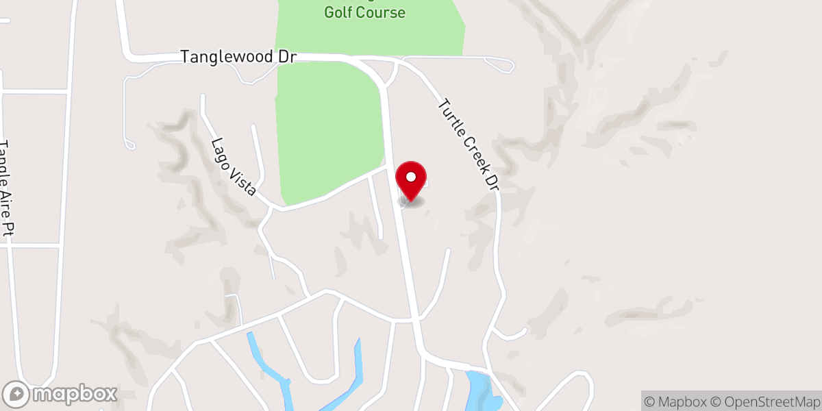 Map showing location of Lake Tanglewood Community Church