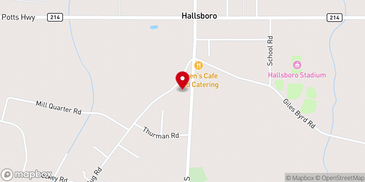 Map showing location of Hallsboro United Methodist Church