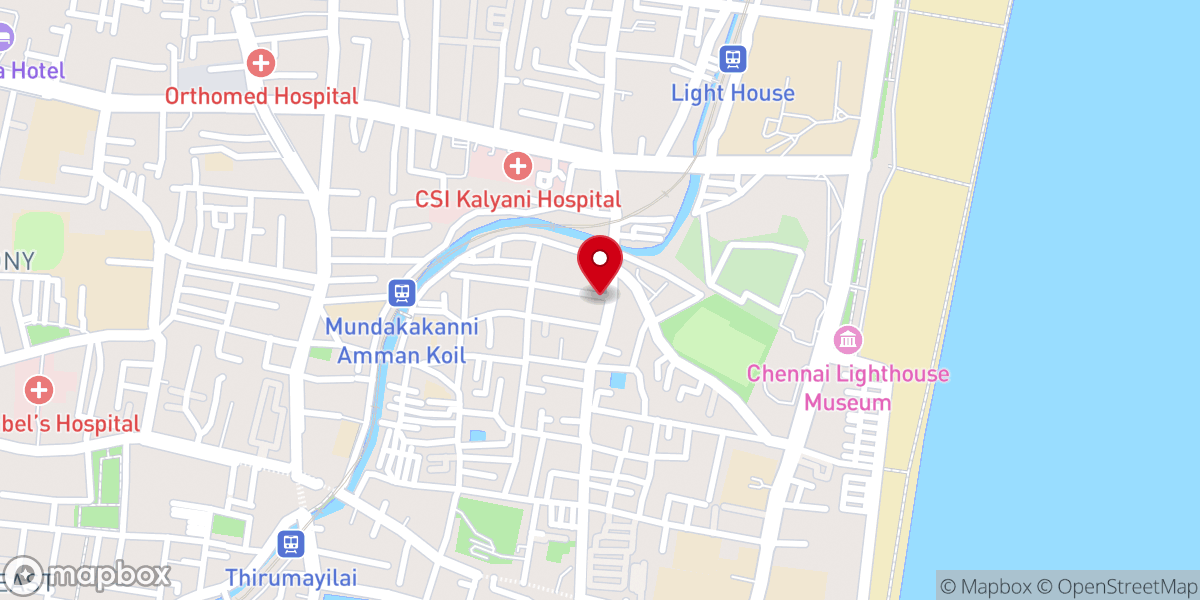 Map showing location of Jesus With Us Church Mylapore