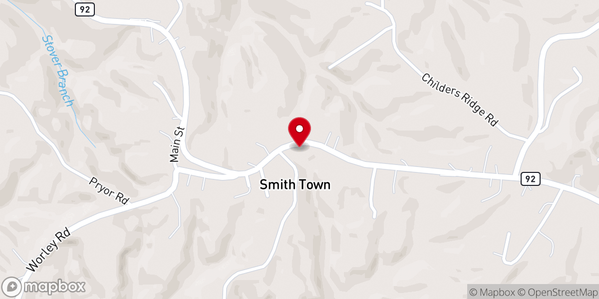 Map showing location of Pleasant Rock United Baptist Church
