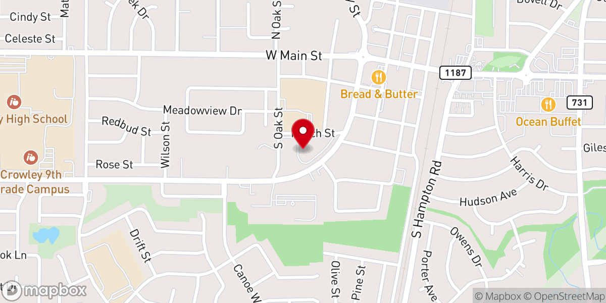 Map showing location of Crowley First United Methodist
