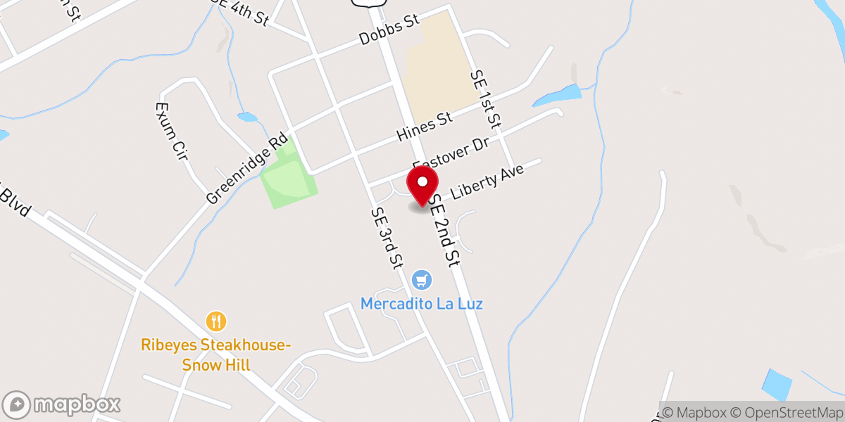 Map showing location of Liberty Baptist Church
