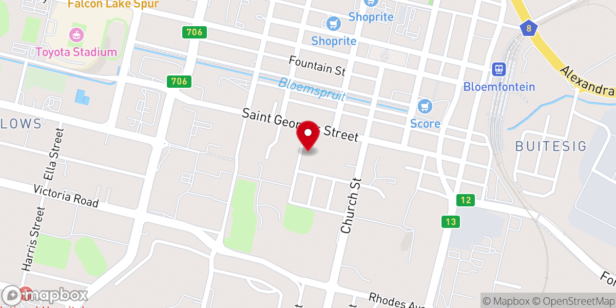 Map showing location of Anglican Cathedral