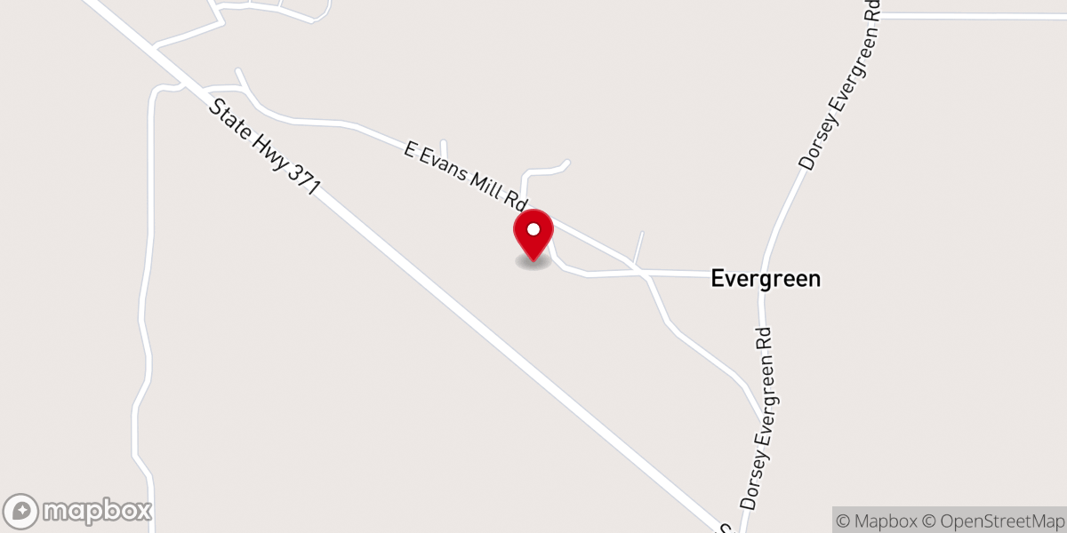 Map showing location of Evergreen Baptist Church