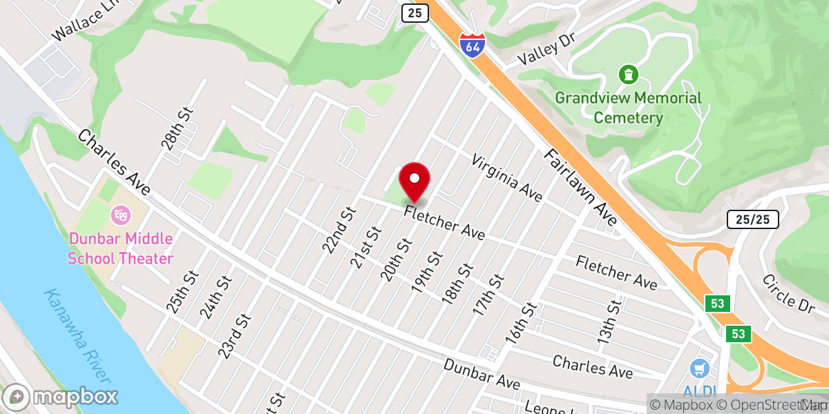 Map showing location of Fairlawn Baptist Church