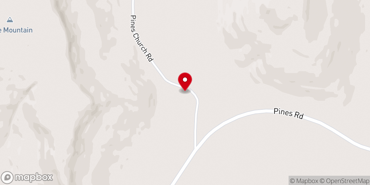 Map showing location of Pines Church