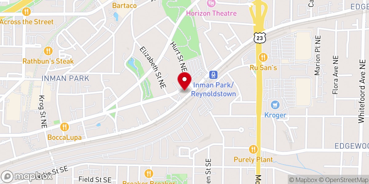 Map showing location of Inman Park United Methodist Church