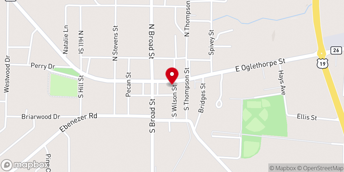 Map showing location of City of Ellaville