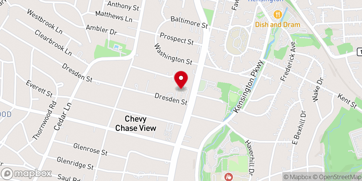 Map showing location of Kensington Baptist Church