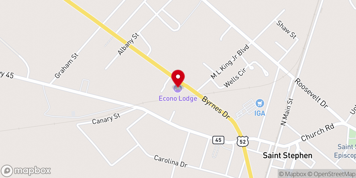Map showing location of Econo Lodge Saint Stephen