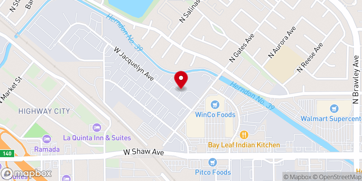 Map showing location of Fresno Fields by Wedgewood Weddings