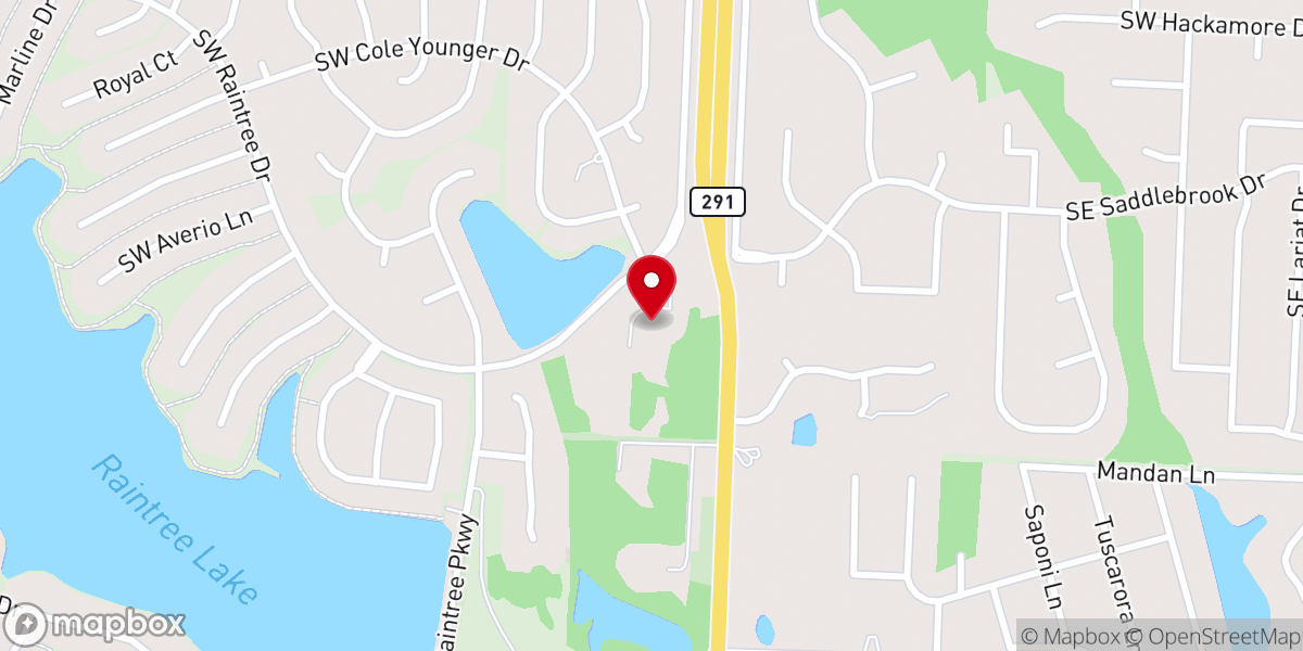 Map showing location of Raintree Community Church