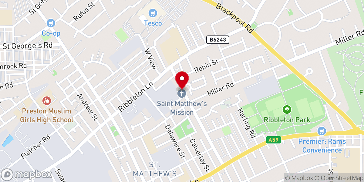 Map showing location of St Matthew's Mission