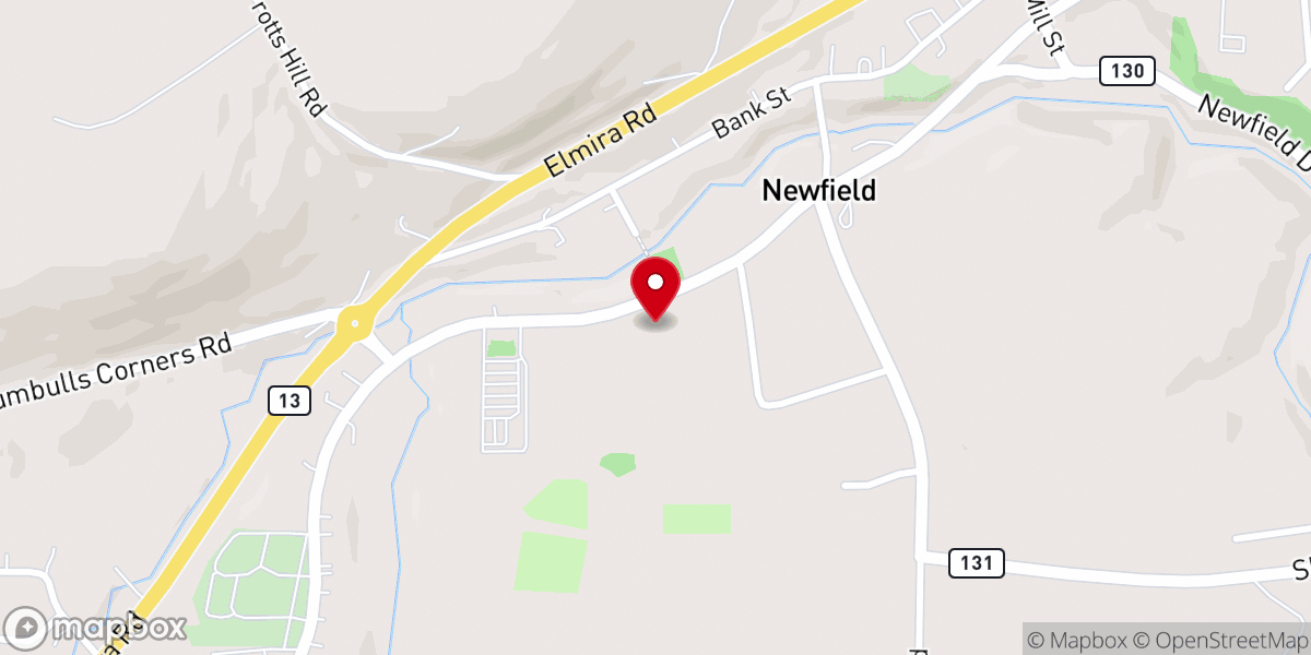 Map showing location of Newfield United Methodist Church