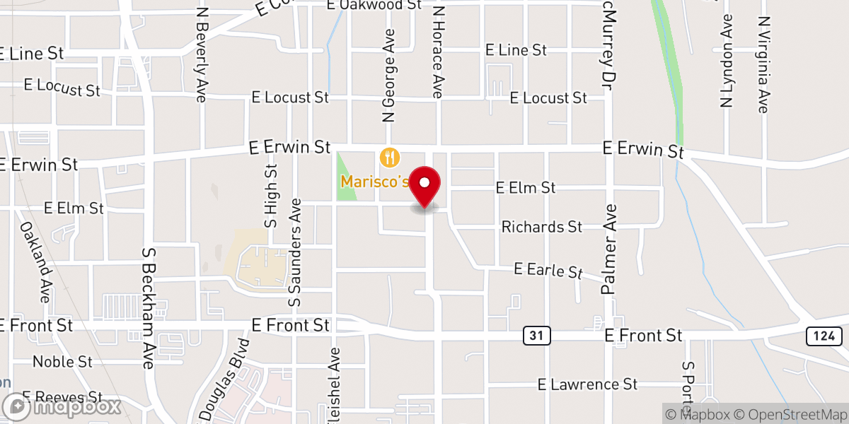 Map showing location of In His Presence Worship Center