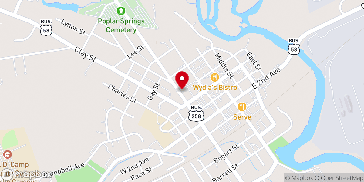 Map showing location of Franklin Congregational Christian Church