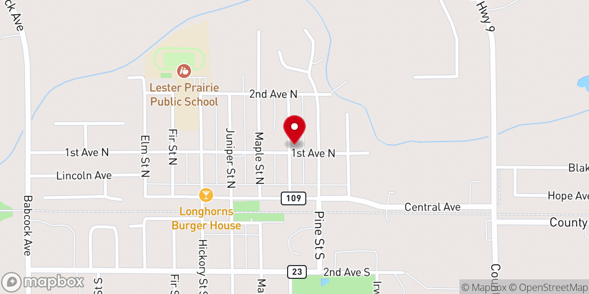 Map showing location of Prairie Community Church UCC