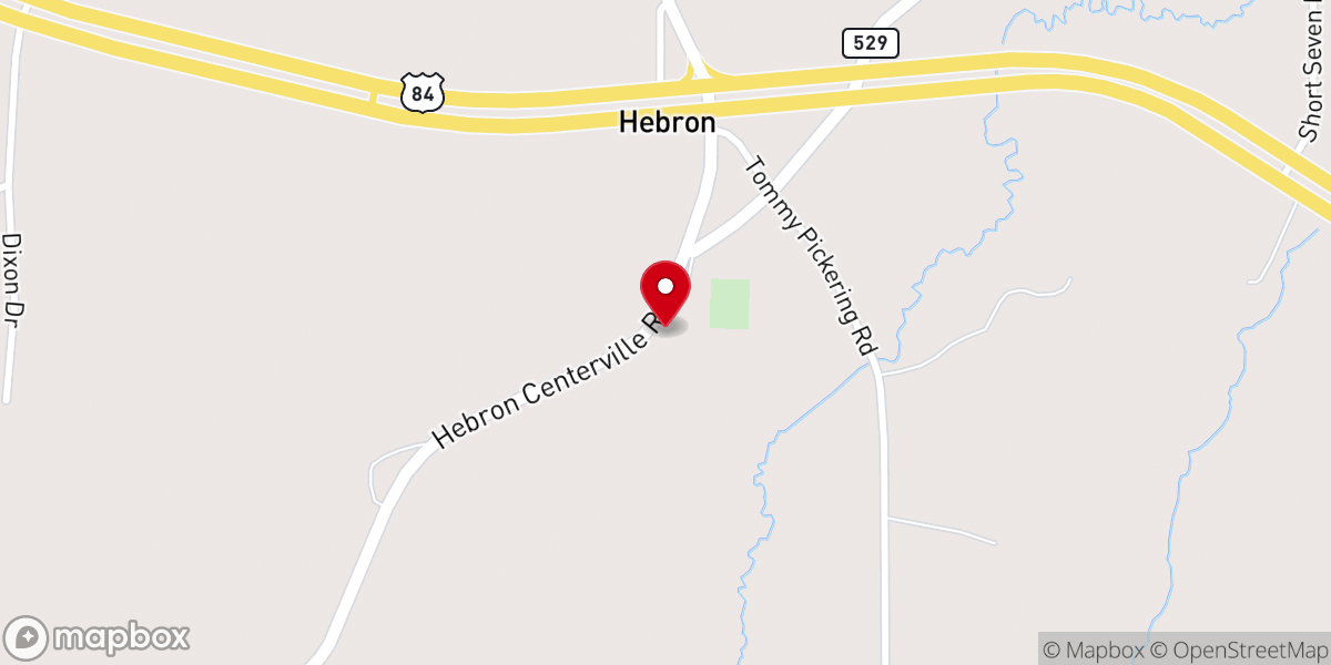 Map showing location of Hebron Methodist Church