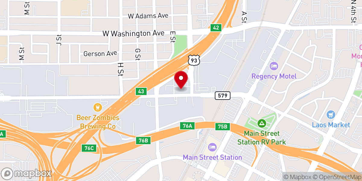 Map showing location of Las Vegas Rescue Mission