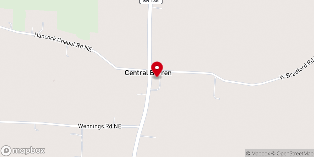 Map showing location of Central Barren United Methodist