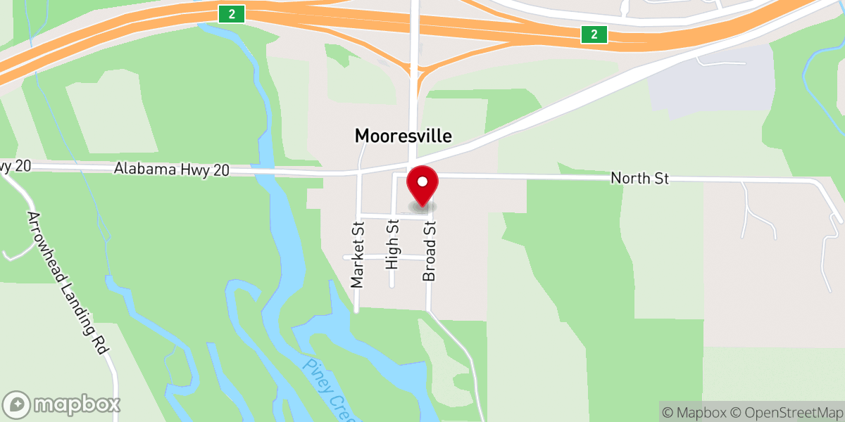 Map showing location of Mooresville Brick Church