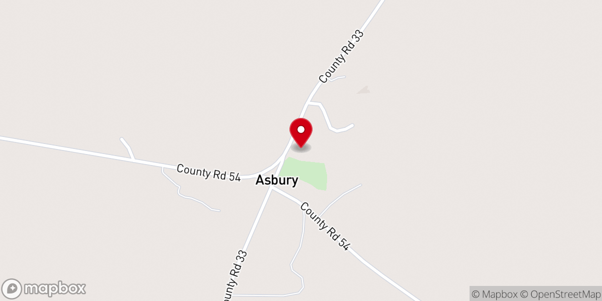 Map showing location of Asbury United Methodist Church