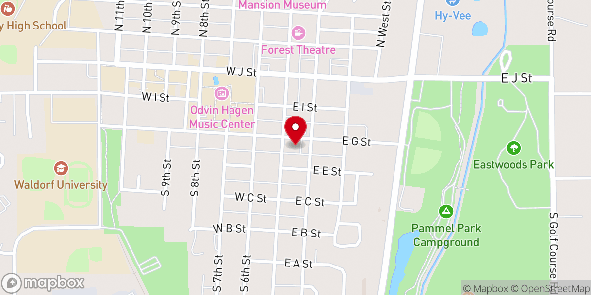 Map showing location of United Methodist Church