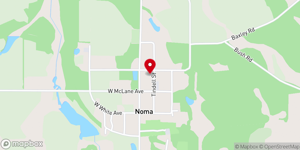 Map showing location of Noma Assembly of God