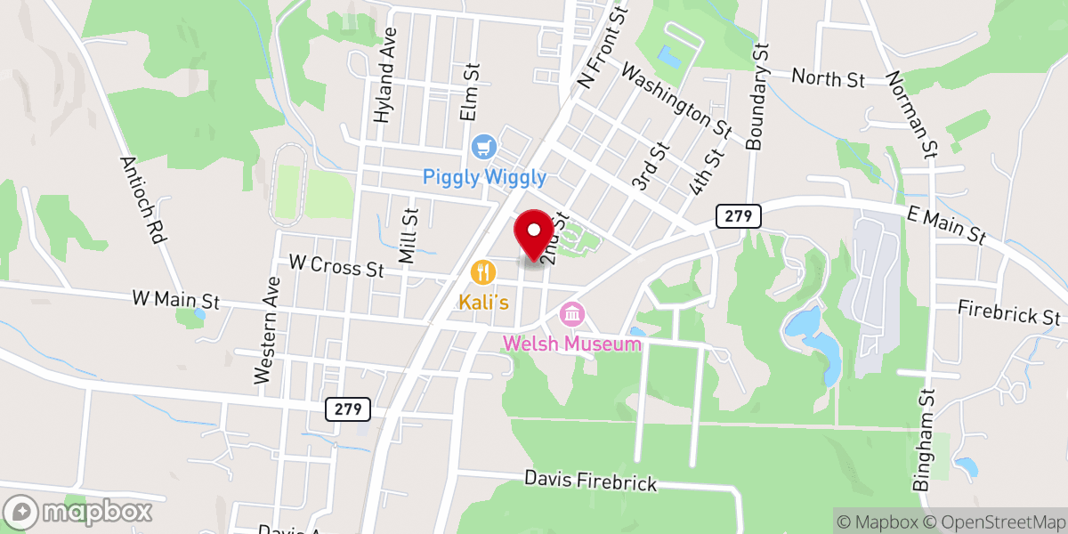 Map showing location of Oak Hill United Presbyterian Church