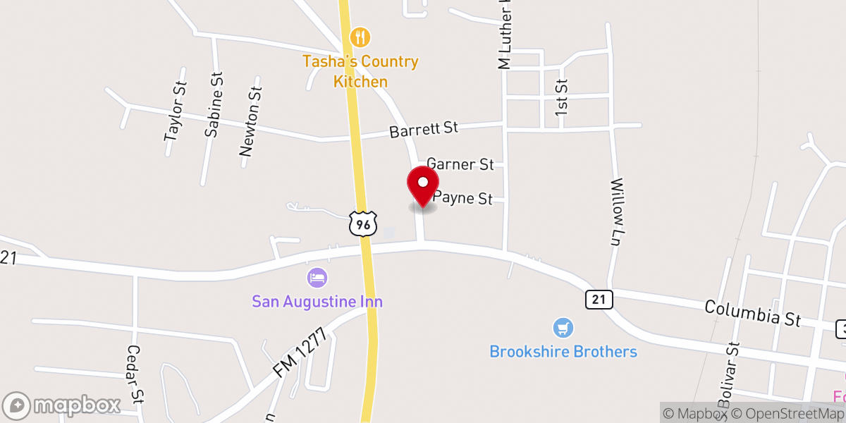 Map showing location of Reed Chapel Baptist Church