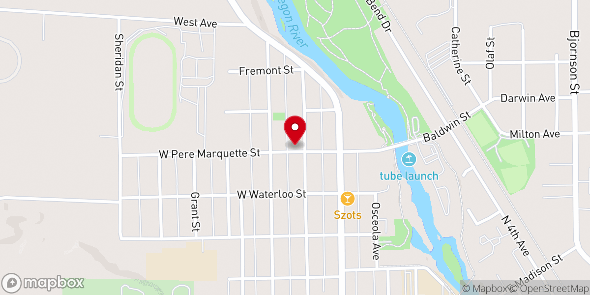 Map showing location of Big Rapids Free Methodist Church