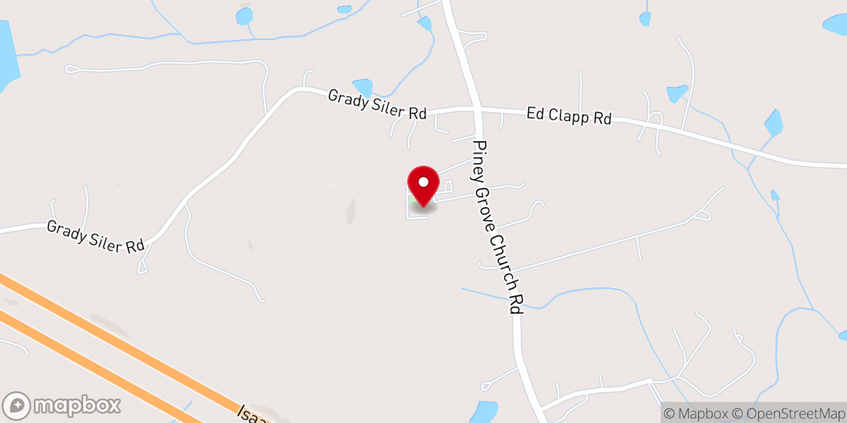 Map showing location of Piney Grove Methodist Church