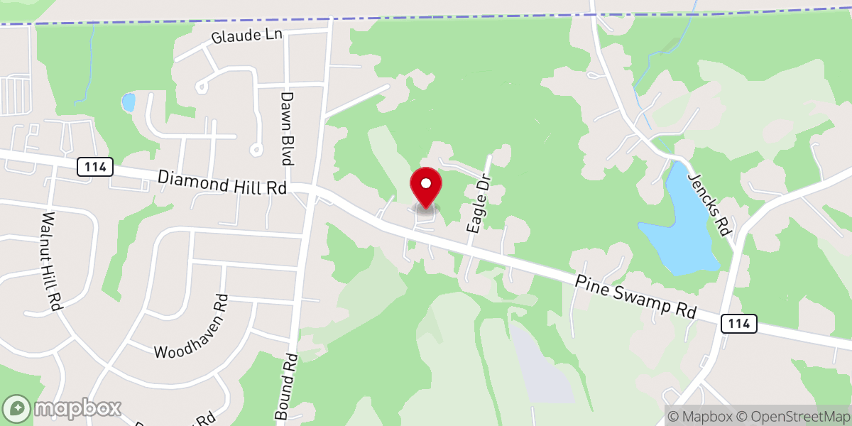 Map showing location of Blackstone Valley Baptist Church