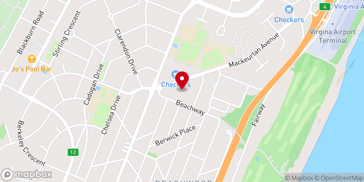 Map showing location of Durban North Community Church