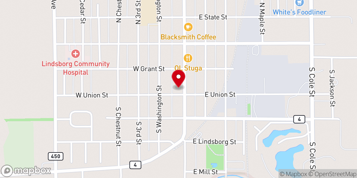 Map showing location of Trinity United Methodist Church