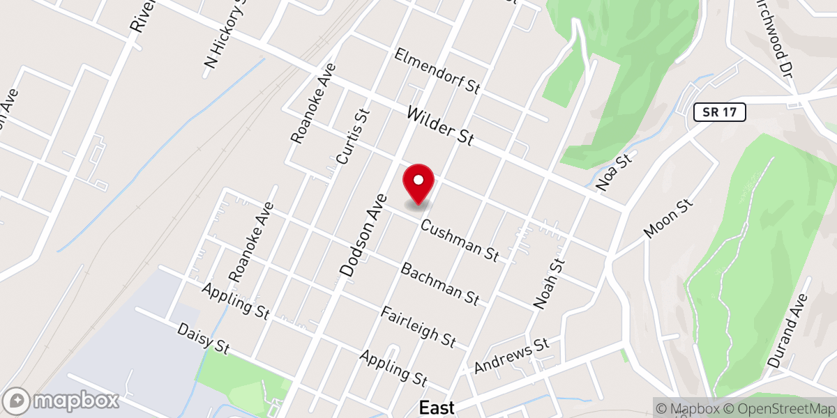 Map showing location of East Chattanooga Baptist Church