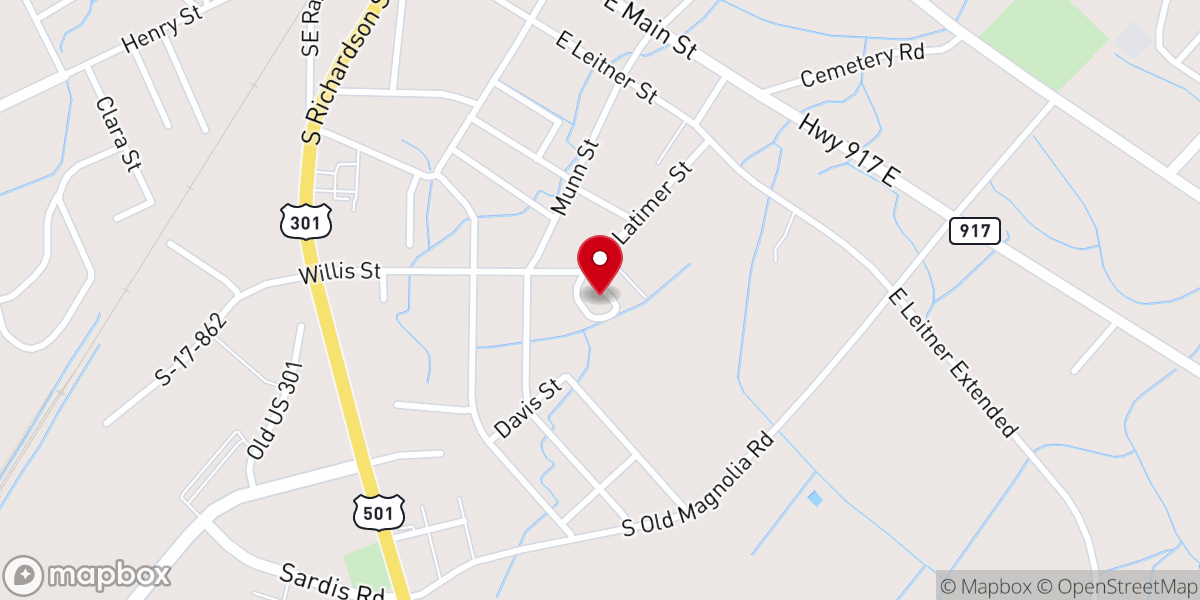 Map showing location of New Hope Baptist Church