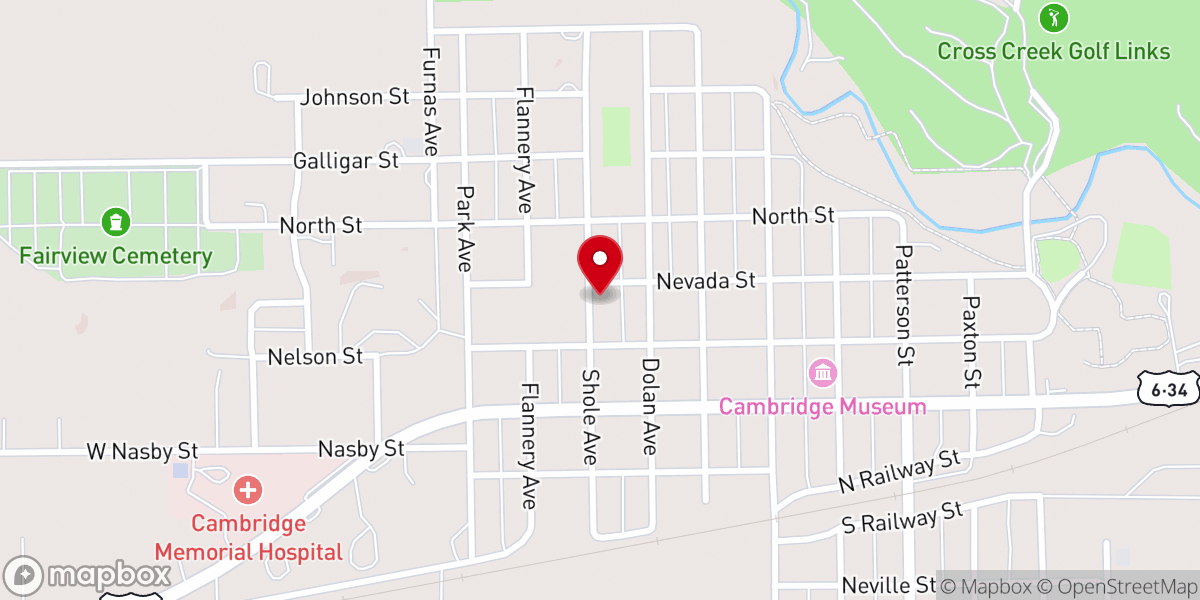 Map showing location of St John the Baptist Catholic Church