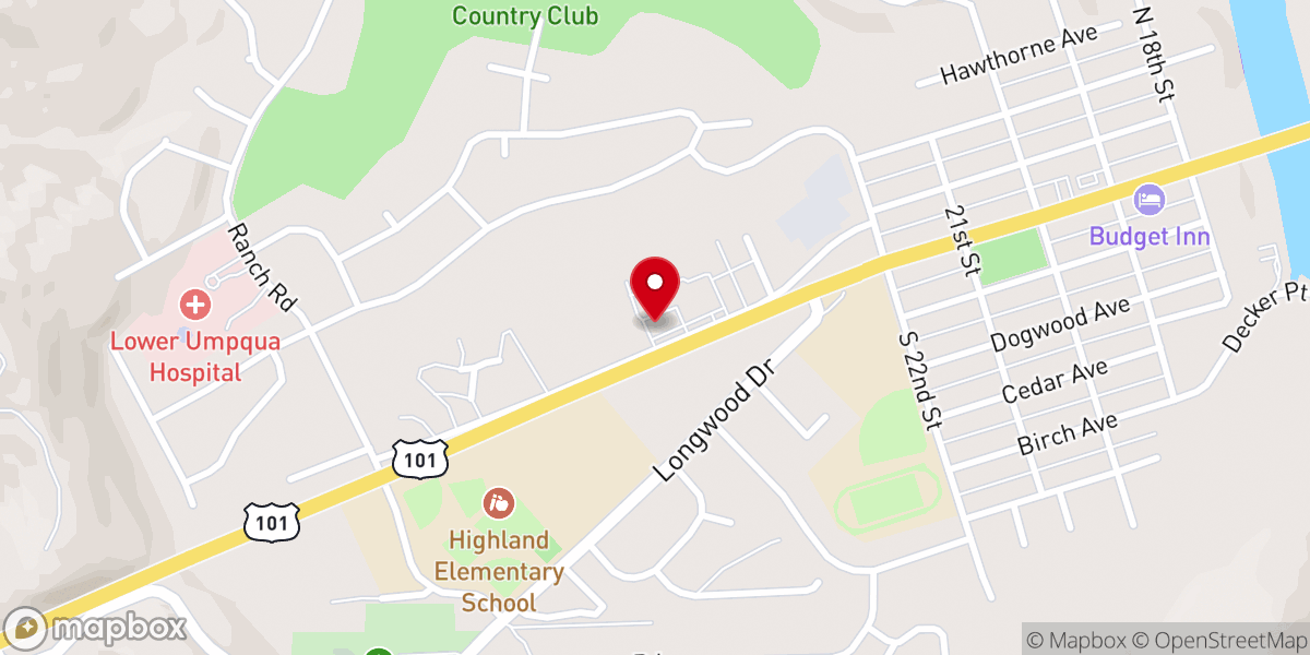 Map showing location of Reedsport Christian Church
