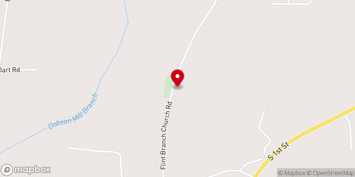 Map showing location of Flint Branch Church