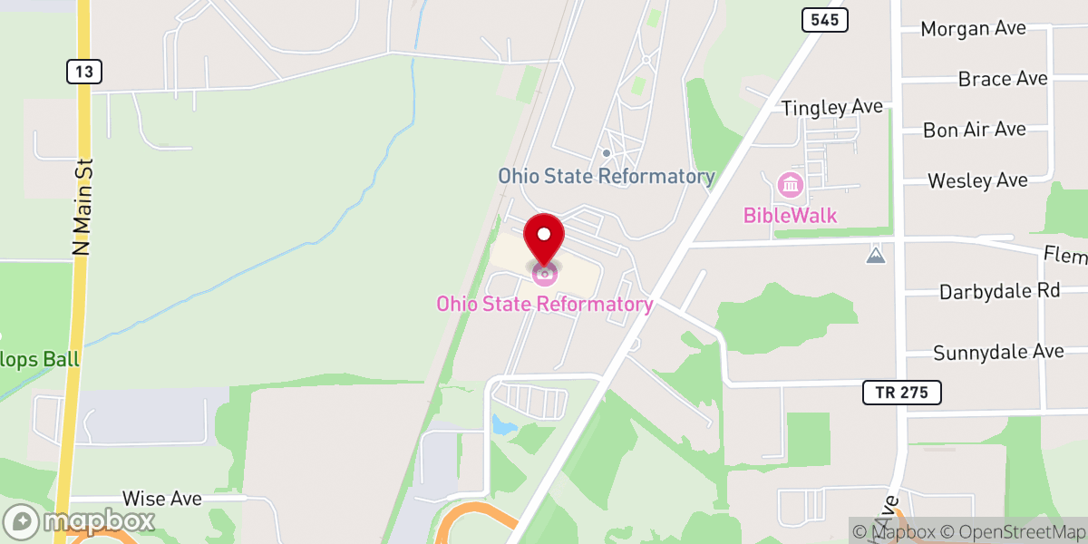 Map showing location of The Ohio State Reformatory