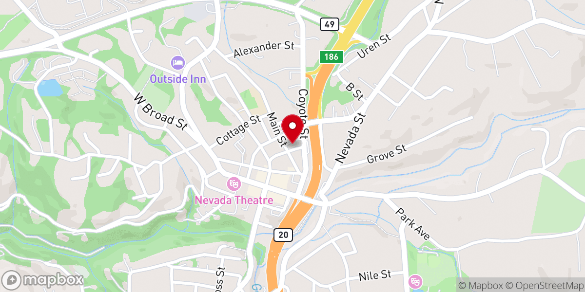 Map showing location of First Baptist Church Nevada City