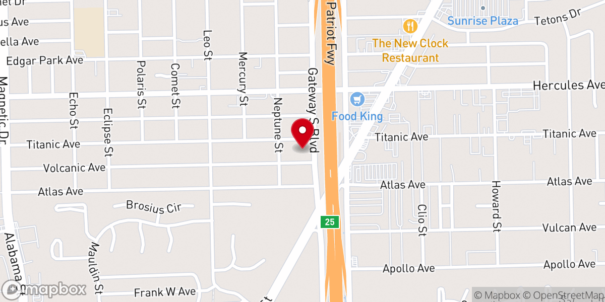 Map showing location of Sunrise Baptist Church