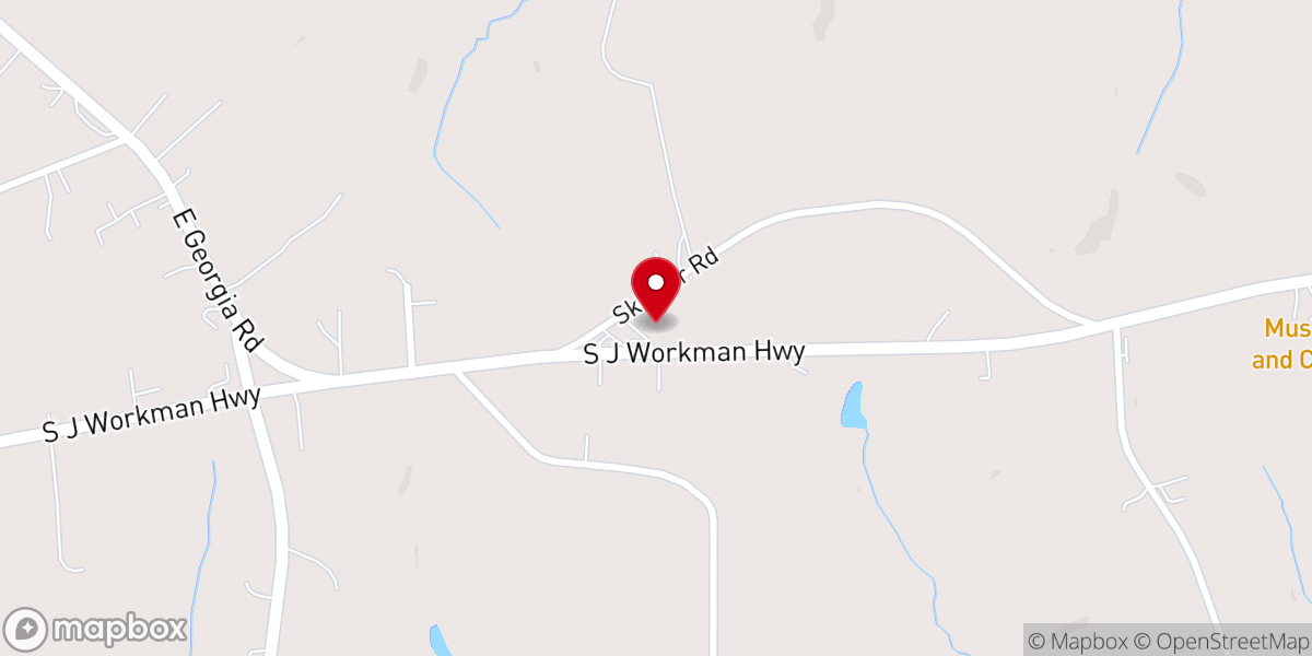 Map showing location of Cavins Baptist Church