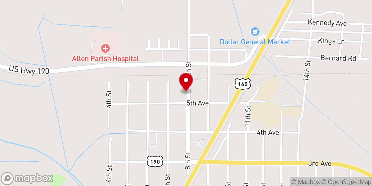 Map showing location of Southwest Allen Parish Water